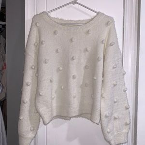 White Pom Pom Sweater